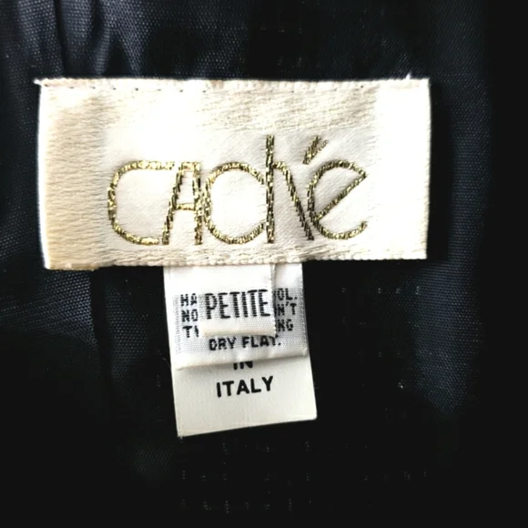 Vintage Cache Metalic Asymmetrical Illusion Plunge Neck Metalic Beaded Maxidress - Picture 4 of 16